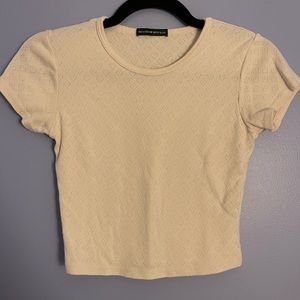Cream Brandy Melville Pointelle Baby Tee (Cropped)